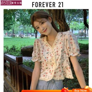 [Mixue Women Clothing] FOREVER21 เสื้อเชิ้ตแขนสั้น ผ้าชีฟอง ลายดอกไม้ สุดชิค เหมาะกับฤดูร้อน สําหรับผู้หญิง 2023