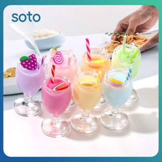 ♫ ผลไม้ Stemware พวงกุญแจจี้ 3d อุปกรณ์ตกแต่งจำลองส้นสูงถ้วยน้ำผลไม้ DIY พวงกุญแจลอยวัสดุพวงกุญแจ