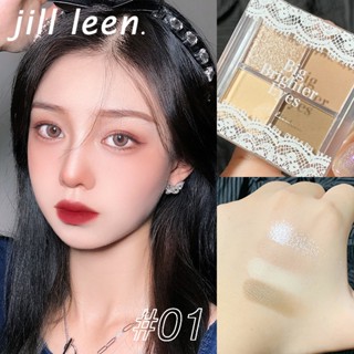 Jill LEEN อายแชโดว์ สี่สี แบบพกพา ผงกลิตเตอร์มุก ง่ายต่อการลงสี มินิ สี่สี อายแชโดว์ แต่งหน้า ตา