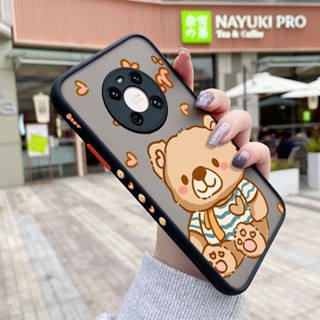 สําหรับ Huawei Mate 40 Pro Mate 40 Pro+ เคสการ์ตูนหมีน่ารัก แฟชั่น กันกระแทก เคสโทรศัพท์แข็ง ขอบสี่เหลี่ยม ซิลิโคน รูปแบบการป้องกัน