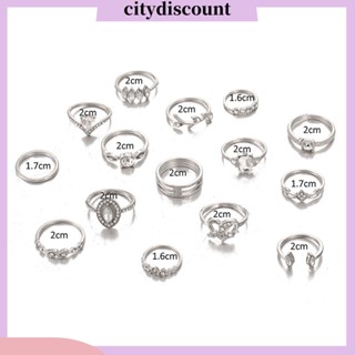 &lt;citydiscount&gt; แหวนพลอยเทียม สไตล์โบฮีเมียน สําหรับผู้หญิง 15 ชิ้น ต่อชุด