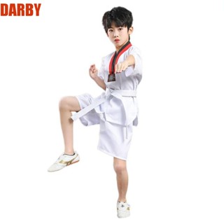 Darby ชุดเทควันโด เทควันโด โพลีเอสเตอร์ ผ้าฝ้าย สีขาว สําหรับทุกเพศ