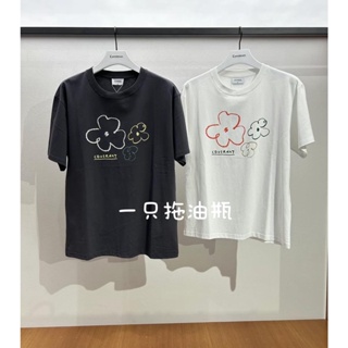 【พร้อมส่ง】เสื้อยืดแขนสั้น คอกลม ผ้าฝ้าย พิมพ์ลายดอกไม้