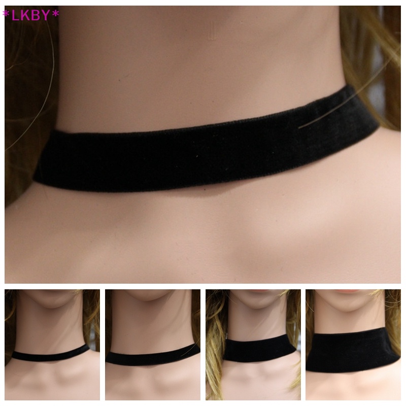 Luckybabys> ใหม่ สร้อยคอโชคเกอร์ กํามะหยี่ สีดํา แฮนด์เมด สไตล์โกธิค เรโทร