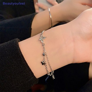 [Beautyoufeel] สร้อยข้อมือ กําไลข้อมือ สายโซ่ จี้ผีเสื้อ ประดับพู่ สไตล์มินิมอล สําหรับผู้หญิง