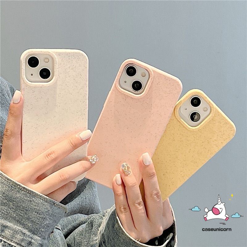 ใหม่ เคสโทรศัพท์มือถือแบบนิ่ม กันกระแทก ย่อยสลายได้ สีพื้น เรียบง่าย หรูหรา สําหรับ iPhone 15 11 14 13 12 Pro MAX 7Plus XR X XS MAX 6 6s 7 8 Plus