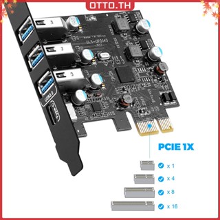 ✾ออตโต้✤【คุณภาพสูง】การ์ดควบคุมขยาย 5gbps PCI-E เป็น 3*USB 3.0 Type-C สําหรับ Windows7 8 10 XP เซิร์ฟเวอร์ 2008