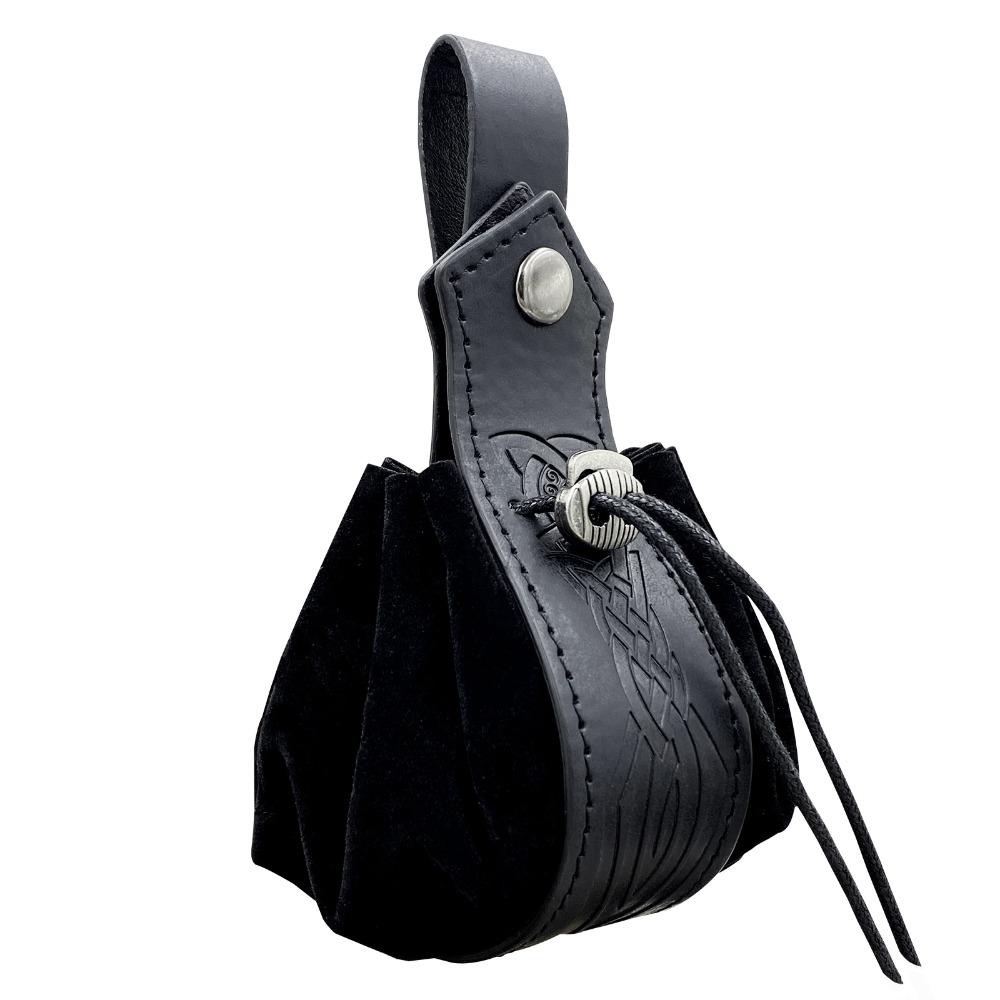 Hilario ยุคกลางกระเป๋าเข็มขัด, Faux หนัง Vintage Nordic กระเป๋าเหรียญแบบพกพา, Steampunk PU Drawstring ไวกิ้งสไตล์ Drawstring กระเป๋าประสิทธิภาพ Props - รูปที่ 4