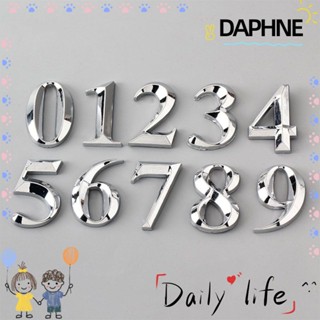 DAPHNE สติกเกอร์ตัวเลข รูปบ้าน 3D สีเงิน ขนาด 5 ซม. สไตล์โมเดิร์น