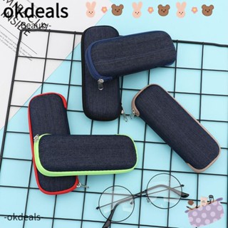 OKDEALS กระเป๋าเคส ผ้ายีน แบบแข็ง สําหรับใส่แว่นตา