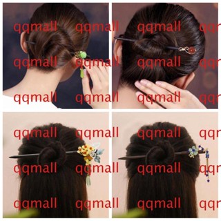 Qqmall ที่คาดผม แบบไม้ ลายดอกไม้ สไตล์จีน สําหรับผู้หญิง