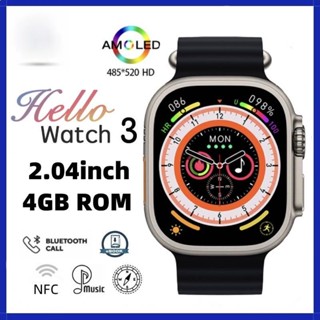 Hello Watch 3 4GB ROM AMOLED สมาร์ทวอทช์ พร้อมเข็มทิศ NFC E-book เพลงท้องถิ่น AOD