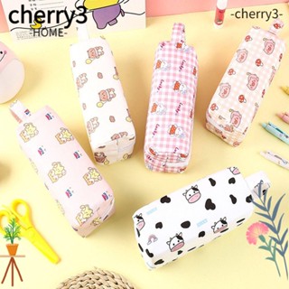 Cherry3 กระเป๋าดินสอ อเนกประสงค์ ลายการ์ตูนตาราง แบบพกพา สําหรับใส่เครื่องเขียน โรงเรียน