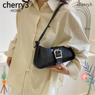 Cherry3 กระเป๋าสะพายไหล่ ใต้วงแขน หนัง PU ความจุขนาดใหญ่ สีพื้น แฟชั่นสําหรับเด็กผู้หญิง