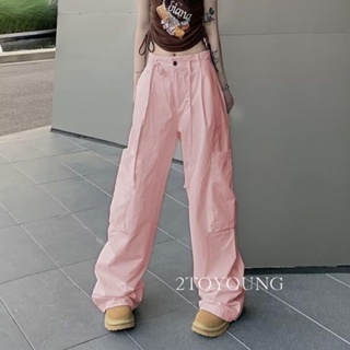 2TOYOUNG  กางเกงขายาว คาร์โก้ กางเกง เชือกอเมริกันคลาสิค Cargo pants 2023 NEW 072439 Chic ทันสมัย คุณภาพสูง Unique A90M08M 36Z230909