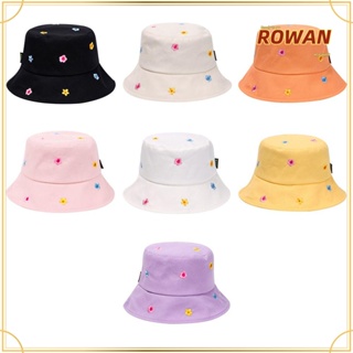 Rowans หมวกบักเก็ต ผ้าฝ้าย ปักลายดอกไม้ ป้องกันรังสียูวี สไตล์แฟรี่ สําหรับผู้หญิง