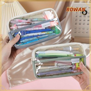 Rowans กระเป๋าดินสอ กระเป๋าเครื่องเขียน ผ้าแคนวาส PVC ใส มีซิป หลายชั้น จุของได้เยอะ สําหรับสํานักงาน