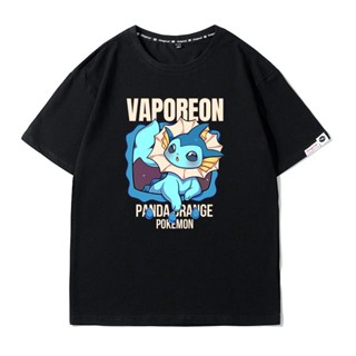 [ขายด่วน]! Pokemon Anime T-Shirt Cartoon Vaporeon Inspired Unisex Cotton Print Short Sleeve T-Shirt