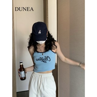 Dunea ใหม่ เสื้อกล้าม สายเดี่ยว พิมพ์ลายตัวอักษร แฟชั่นฤดูร้อน สําหรับผู้หญิง