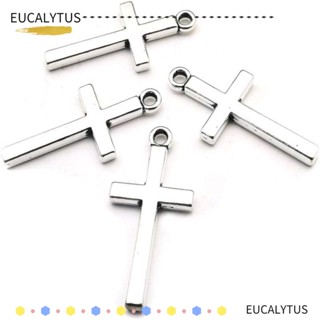 EUTUS จี้ลูกปัดไม้กางเขน โลหะ ขนาดเล็ก 14x30 มม. สีเงิน สําหรับทําเครื่องประดับ 200 ชิ้น