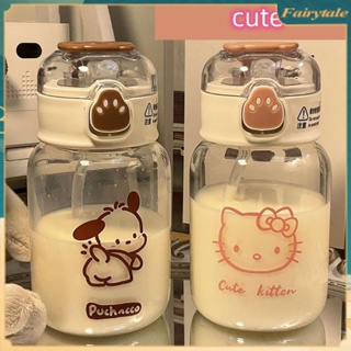 SANRIO ขวดน้ําพลาสติกใส ขนาดใหญ่ จุของได้เยอะ ลาย Kuromi Cinnamoroll ขนาด 450 มล.