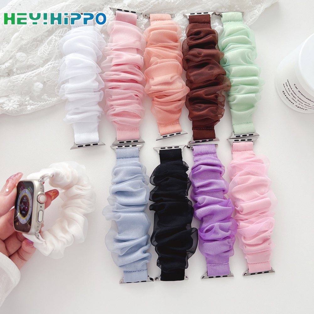 Organza สายนาฬิกาข้อมือผ้าไหม ยืดหยุ่น สําหรับ SmartWatch ultra 49 iwatch Series 8 se2 7 6 se 5 4 3 45 41 44 40 42 38