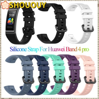 Shououy สายรัดข้อมือซิลิโคน แบบนิ่ม อุปกรณ์เสริม สําหรับ Huawei Band 4 3 pro