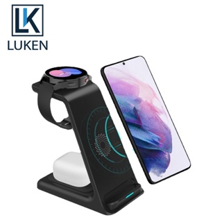 Luken 3 in 1 ที่ชาร์จไร้สาย Qi เหนี่ยวนํา ชาร์จเร็ว สําหรับ iPh 14 13 12Pro Samsung Galaxy Watch 5 App iWatch Charger