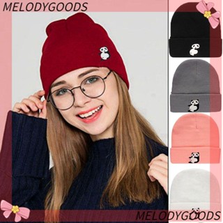 Melodg หมวกบีนนี่ถัก สีพื้น น่ารัก สําหรับผู้หญิง / ผู้ชาย