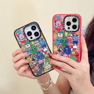 เคสโทรศัพท์มือถือแข็ง แบบใส ลาย Jon Burgerman แต่งกลิตเตอร์ สีแดง สําหรับ iPhone 14 13 12 Pro Max