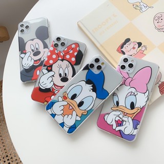 เคสโทรศัพท์มือถือ TPU นิ่ม แบบใส ลาย Disney Mickey Minnie Donald Duck Daisy สําหรับ IPhone 11 12 13 14 Pro Max XS XR 78 Plus