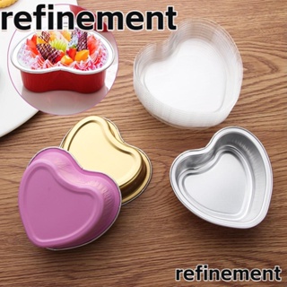 Refinement ถ้วยฟอยล์อลูมิเนียม รูปหัวใจ พร้อมฝาปิด สําหรับใส่คัพเค้กวันเกิด