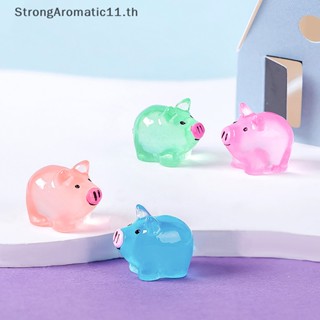 Strongaromatic ตุ๊กตาหมูเรืองแสง ขนาดเล็ก สําหรับตกแต่งบ้านตุ๊กตา 5 ชิ้น