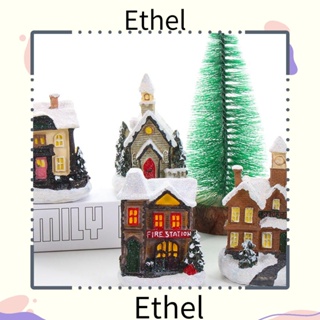 Ethel1 โมเดลคริสต์มาส ไฟ LED ขนาดเล็ก สไตล์วินเทจ สําหรับตกแต่งโต๊ะ