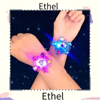 Ethel1 สร้อยข้อมือไฟไจโร LED พลาสติก หมุนได้ อุปกรณ์เสริม สําหรับฮาโลวีน 12 ชิ้น