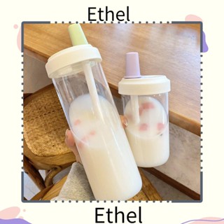 Ethel1 แก้วน้ําพลาสติก มีหลอดดูด ความจุขนาดใหญ่ กันตก