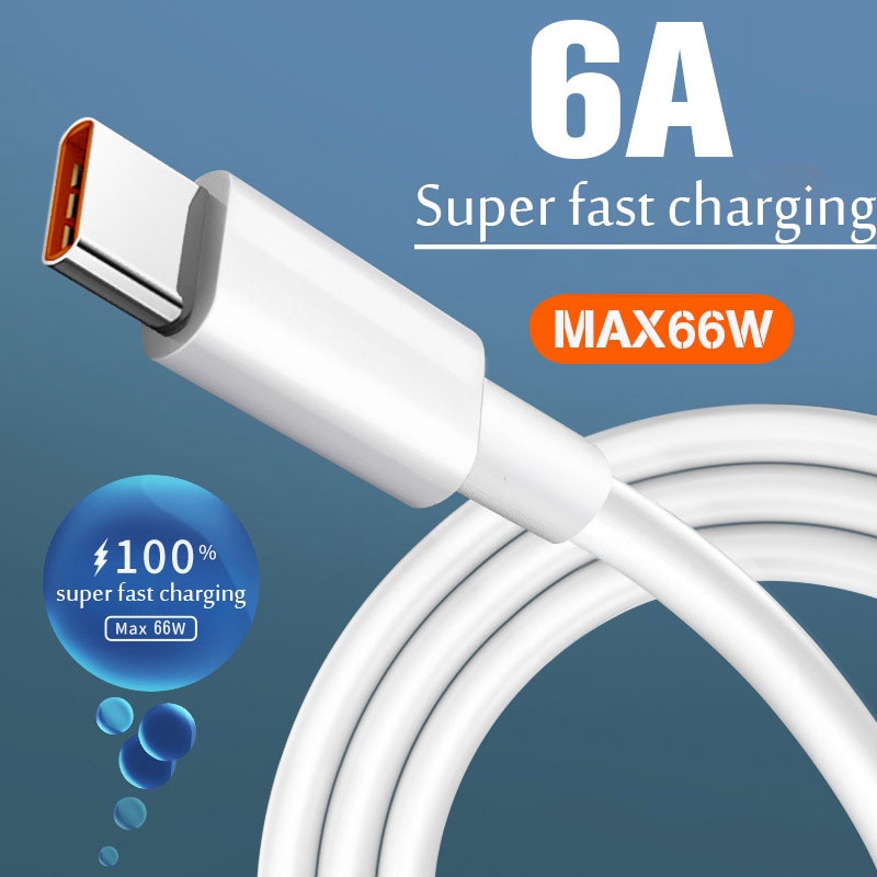 สายชาร์จ USB Type C 6A 66W ชาร์จเร็ว สําหรับ Huawei Mate 40 50 Xiaomi 11 10 Pro OPPO R17