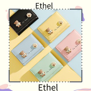 Ethel1 กระเป๋าสตางค์ใบสั้น ลายหมีน่ารัก ขนาดเล็ก สําหรับผู้หญิง