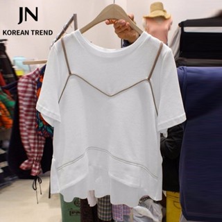 JN Studio  เสื้อยืด ครอป เสื้อยืดผู้หญิง สไตล์เกาหลี  Unique สไตล์เกาหลี Trendy ทันสมัย A99J0OP 36Z230909