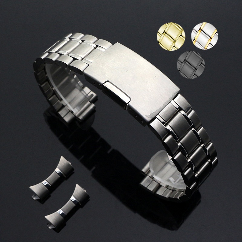 สายนาฬิกาข้อมือ สเตนเลส 20 มม. 22 มม. สําหรับ Seiko Strap Universal Bracelet ผู้หญิง ผู้ชาย สายรัดข้อมือ ปลายโค้ง สายรัดโลหะ