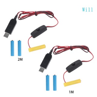 Will สายเคเบิลสวิตช์ USB 4 5V AAA แบตเตอรี่ แบบเปลี่ยน 3 AAA