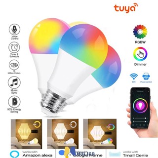 Tuya 9w หลอดไฟสมาร์ท E27 RGB Led โคมไฟหรี่แสงได้ Timing ด้วย Smart Life App ควบคุมเสียงสำหรับ Google Home MOLISA MOLISA