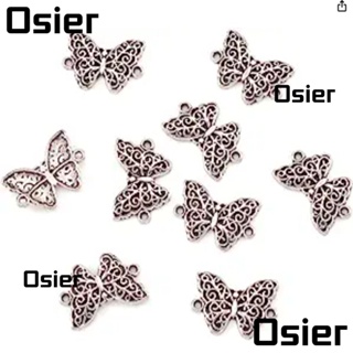 Osier1 จี้เชื่อมต่อ รูปผีเสื้อ แมลง สีเงิน สไตล์ทิเบตโบราณ 20x14 มม. สําหรับต่างหู