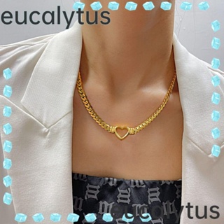 Eucalytus1 สร้อยคอโซ่ สเตนเลส ชุบทอง จี้รูปหัวใจ ของขวัญ สําหรับผู้หญิง