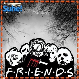 Suhe สติกเกอร์ไวนิล ลาย Ghost Maniac Friends สีดํา สําหรับติดตกแต่งหน้าต่างรถยนต์