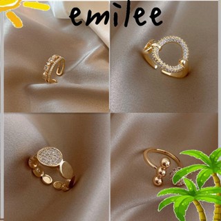 Emilee แหวนเปิดวงกลม ทรงเรขาคณิต สไตล์คลาสสิก ปรับได้ เครื่องประดับแฟชั่น