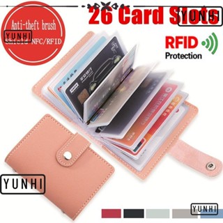 Yunhi กระเป๋าสตางค์ อเนกประสงค์ 26 ช่อง บล็อก RFID สีแคนดี้