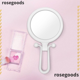 Rosegoods1 กระจกแต่งหน้า ทรงกลม สองด้าน แบบพกพา สีขาว พับได้ อเนกประสงค์