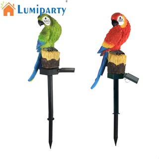 Lumiparty โคมไฟเรซิ่น พลังงานแสงอาทิตย์ 1.2V IP65 กันน้ํา รูปนกแก้ว สําหรับตกแต่งภูมิทัศน์