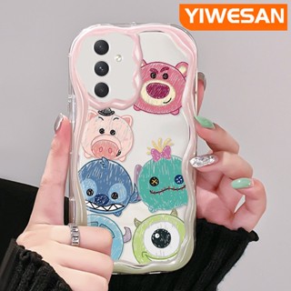 เคสโทรศัพท์มือถือ แบบใส ลายการ์ตูนหมี สตรอเบอร์รี่ และมอนสเตอร์ตัวน้อยน่ารัก สีครีม สําหรับ Samsung A54 5G A33 5G A34 5G A53 5G A73 5G